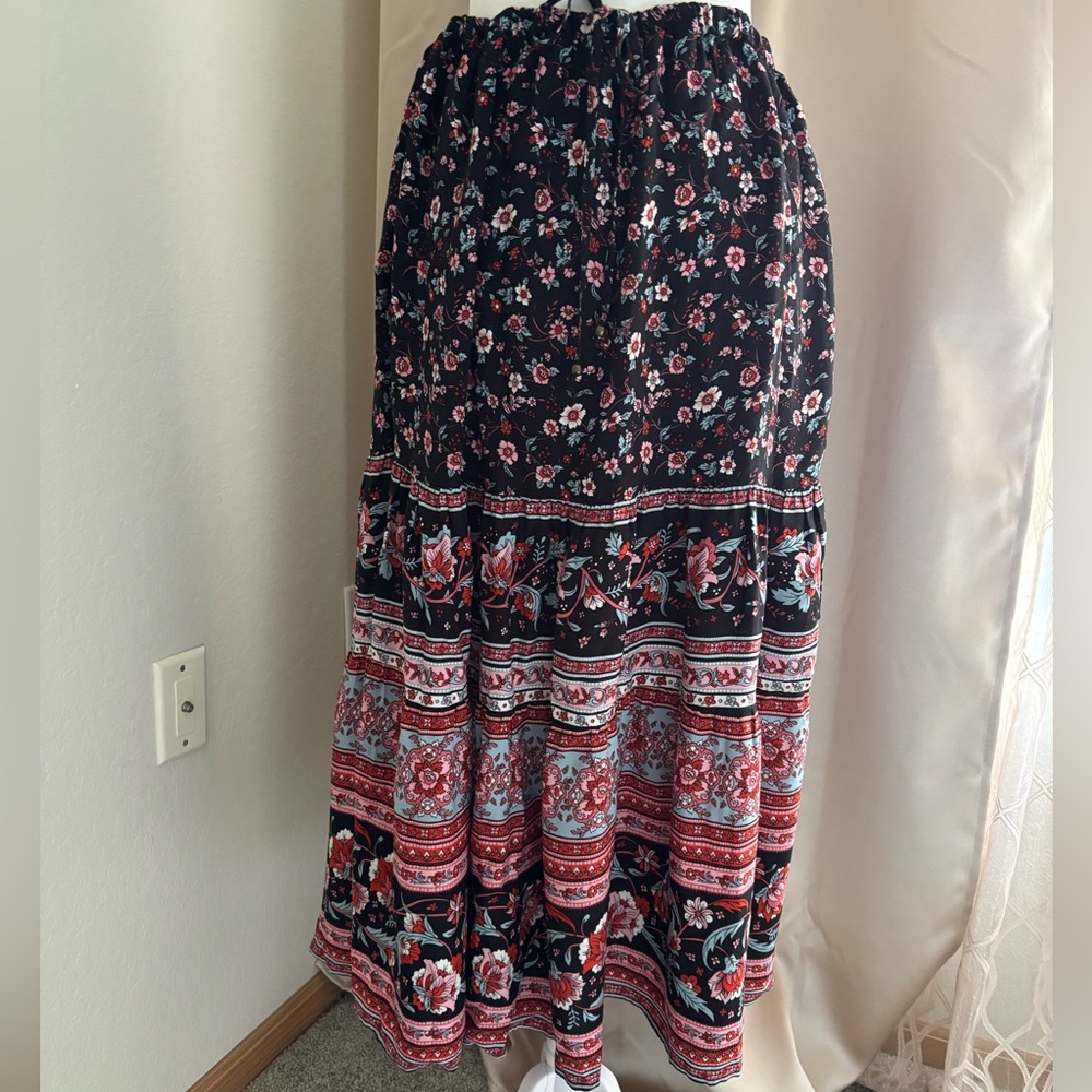 Cotton Boho Style Tiered Skirt, size M